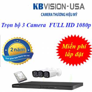 TRỌN BỘ 3 CAMERA KBVISION FULL HD 2.0MP