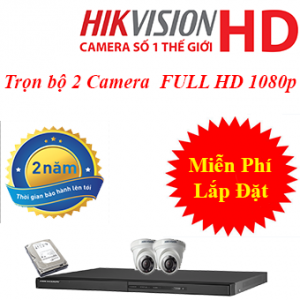 TRỌN BỘ 2 CAMERA HIKVISION FULL HD 2.0MP
